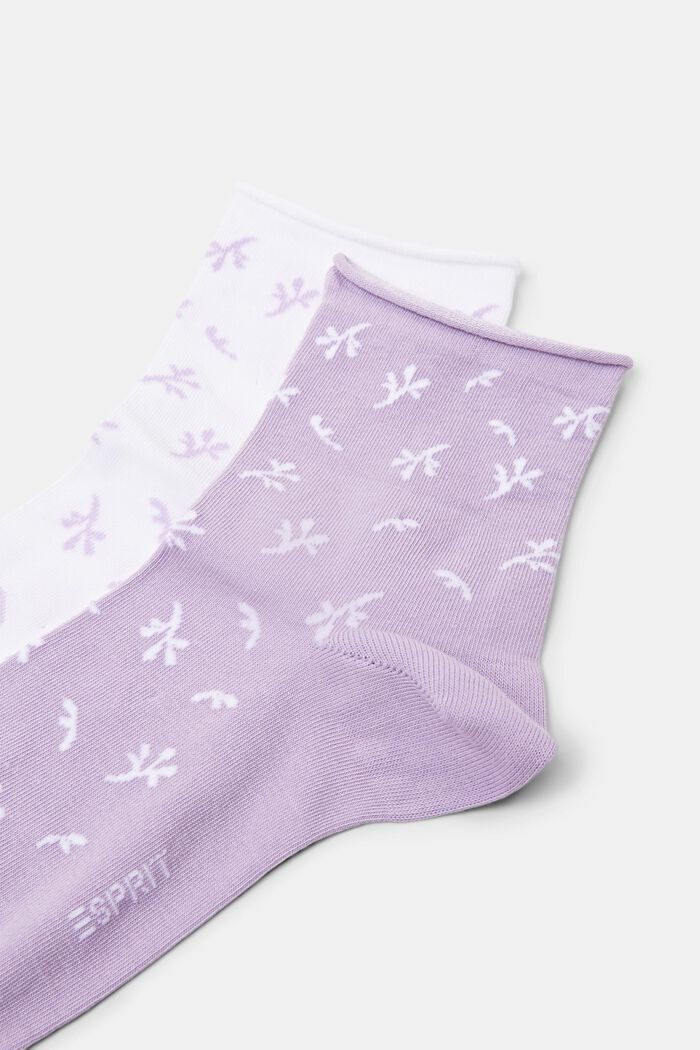 Bavlněné ponožky s potiskem, 2 páry v balení, WHITE/LILAC, detail image number 2