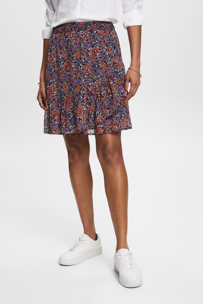 Květovaná sukně s volánovým lemem, NAVY, detail image number 0