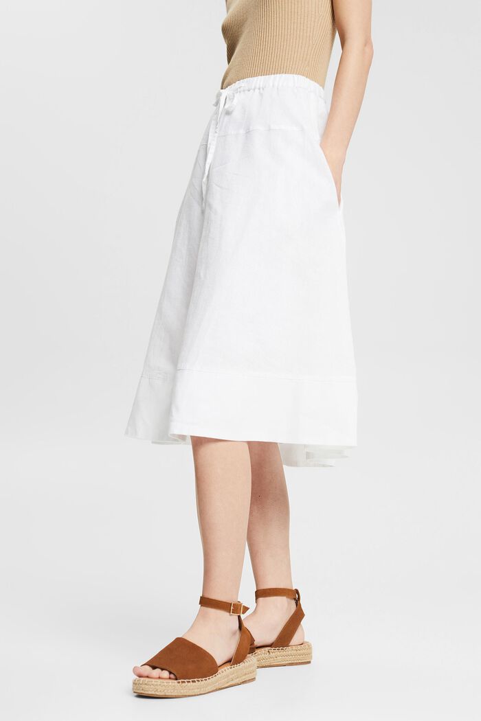 Midi sukně: ze směsi se lnem, WHITE, detail image number 0