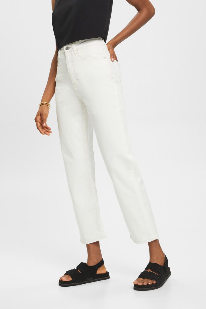 Strečové džíny s rovnými, zkrácenými nohavicemi, WHITE, detail image number 0