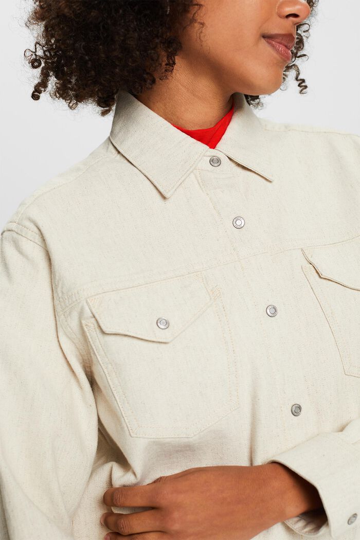 Košilová bunda s dlouhým rukávem, OFF WHITE, detail image number 3