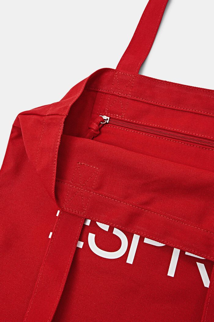 Plátěná kabelka tote s logem, DARK RED, detail image number 1