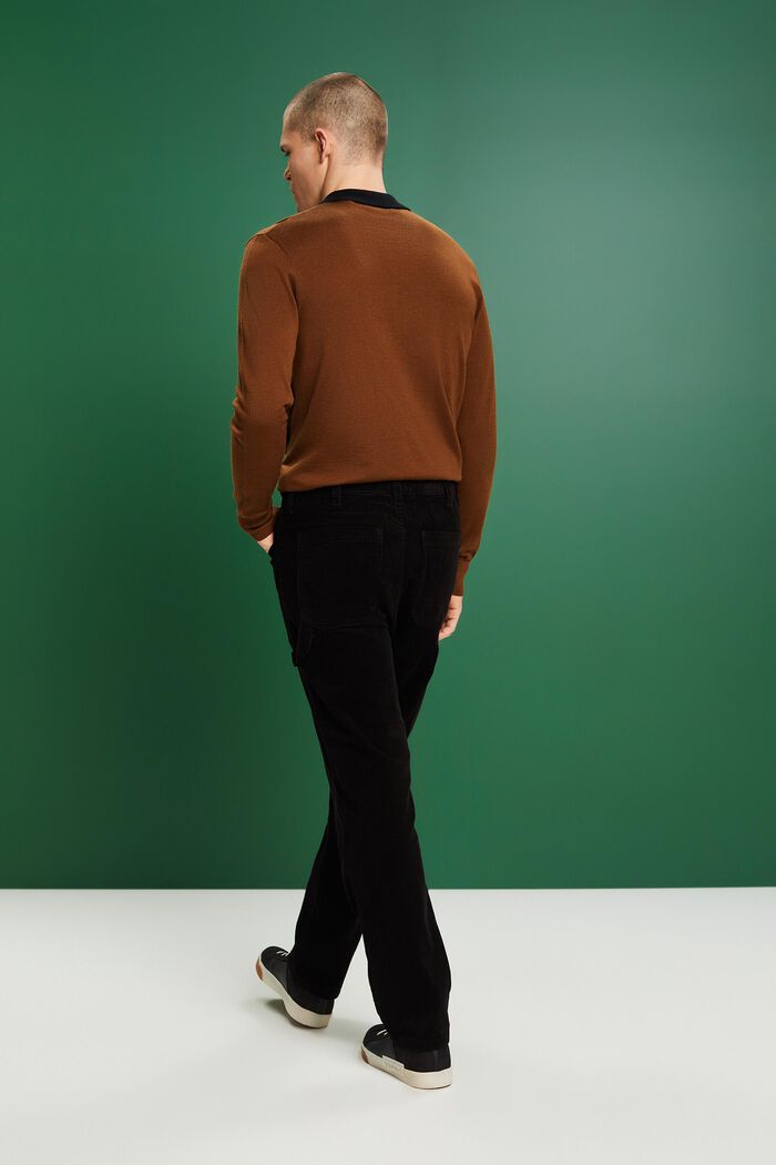 Rovné manšestrové kalhoty v carpenter stylu, BLACK, detail image number 3