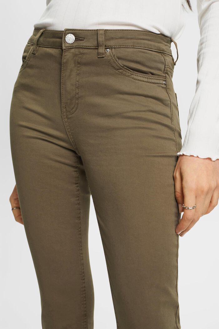 Strečové kalhoty, střední pas, zkrácené nohavice, KHAKI GREEN, detail image number 2