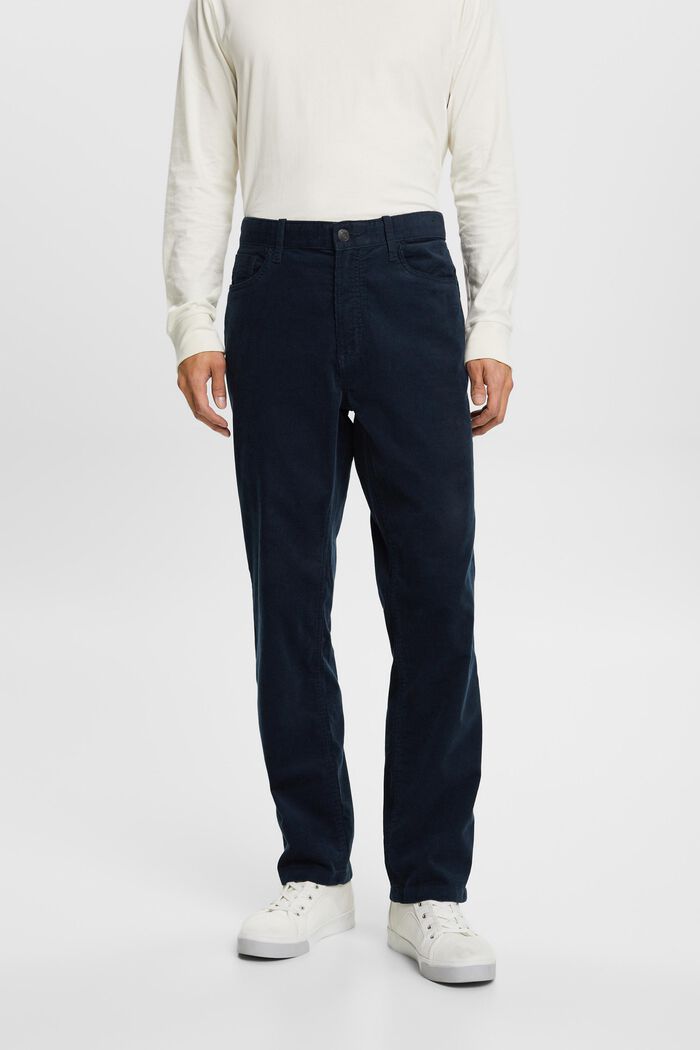 Manšestrové kalhoty s rovným straight střihem, PETROL BLUE, detail image number 0