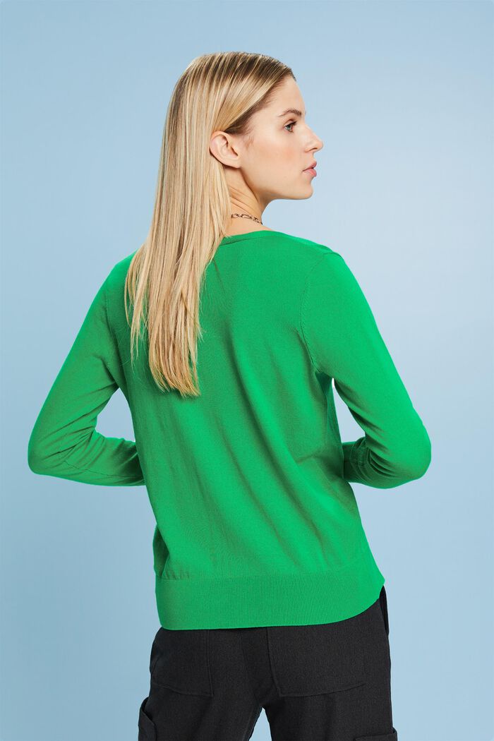 Bavlněný pulovr se špičatým výstřihem, GREEN, detail image number 2