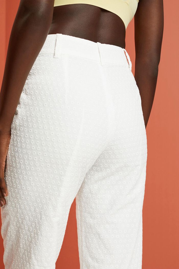 Kalhoty s výšivkami, 100% bavlna, WHITE, detail image number 4