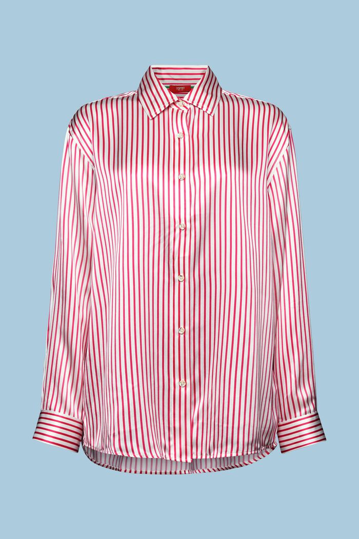 Košile z proužkovaného hedvábí, PINK FUCHSIA, detail image number 6