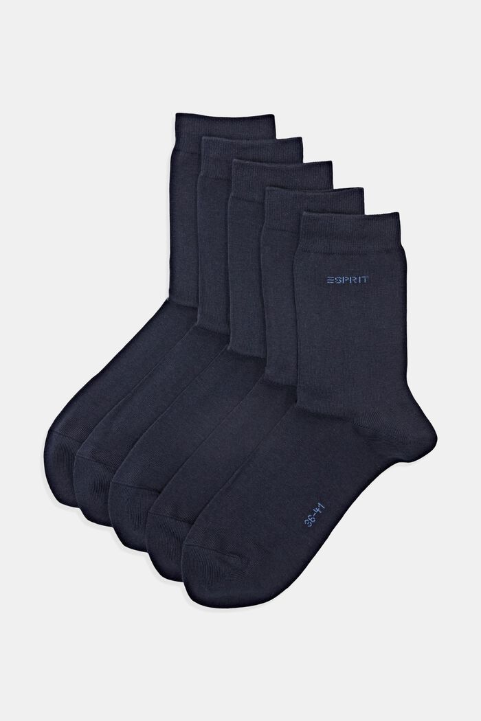 Jednobarevné ponožky z bio bavlny, 5 párů v balení, MARINE, detail image number 0
