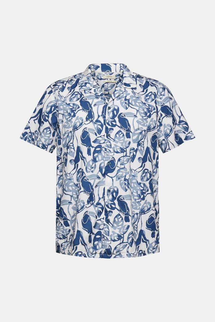 Košile s krátkými rukávy a s tropickým potiskem, 100% bavlna, BLUE, overview