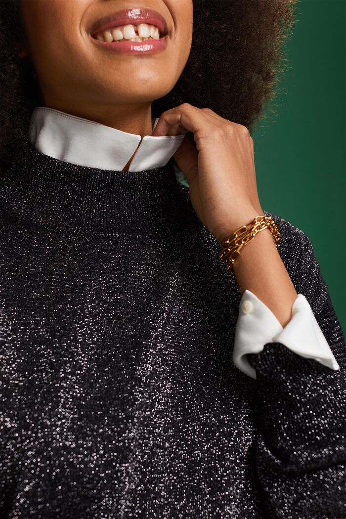 Třpytivý pulovr s nízkým rolákem, BLACK, detail image number 3