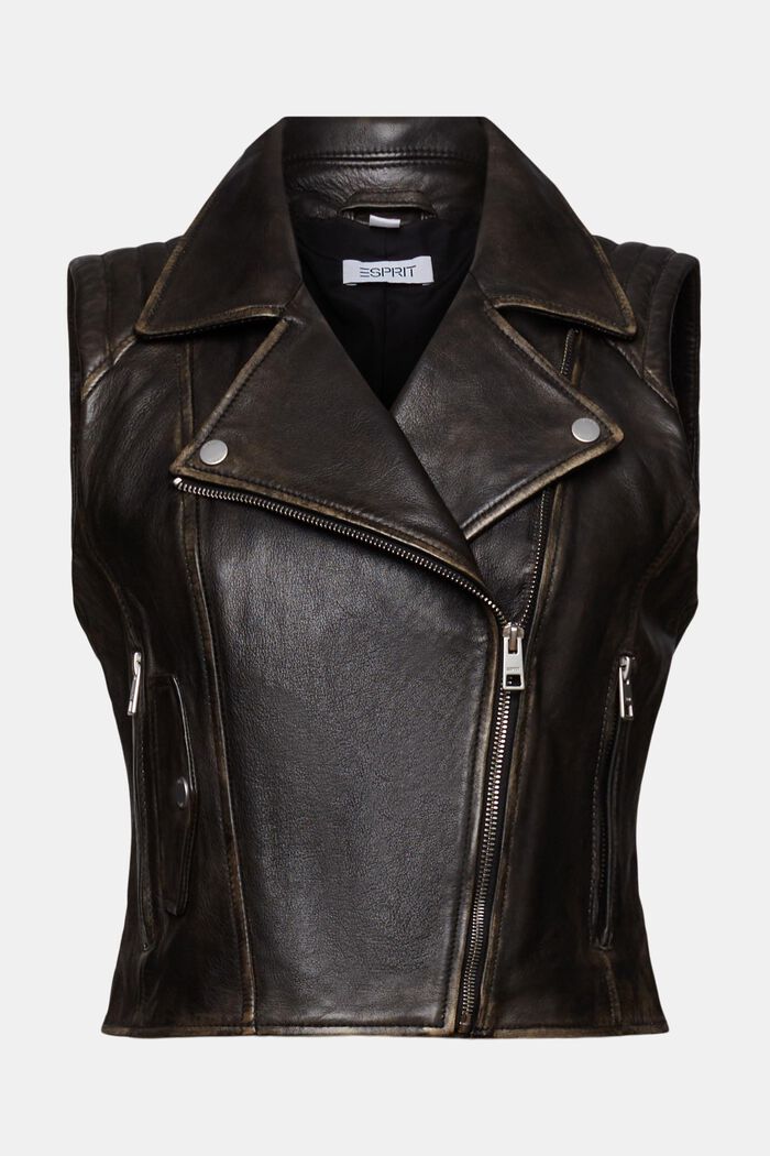 Kožená motorkářská vesta, BLACK, detail image number 6