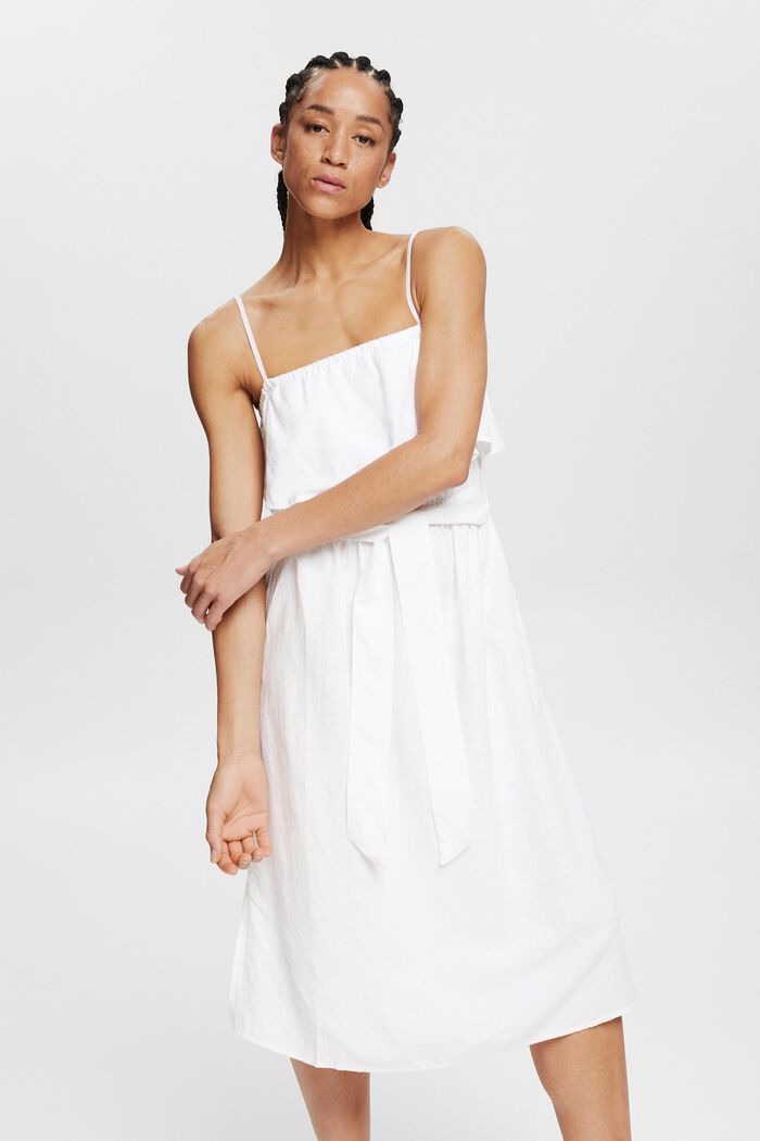 Se lnem: šaty s nastavitelnými ramínky, WHITE, detail image number 0