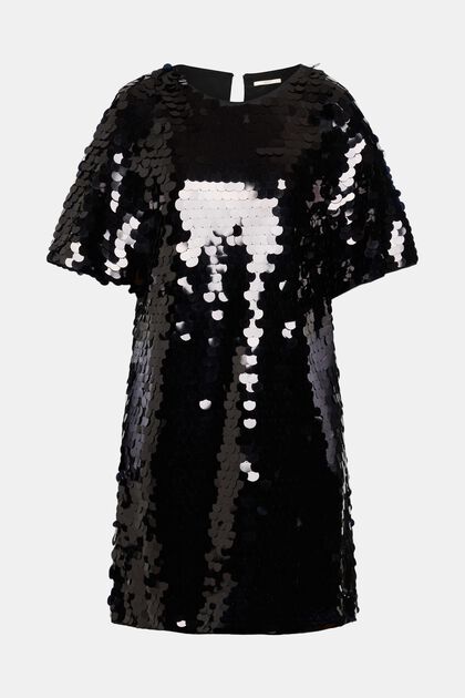 Mini šaty s velikými flitry LENZING™ ECOVERO™, BLACK, overview