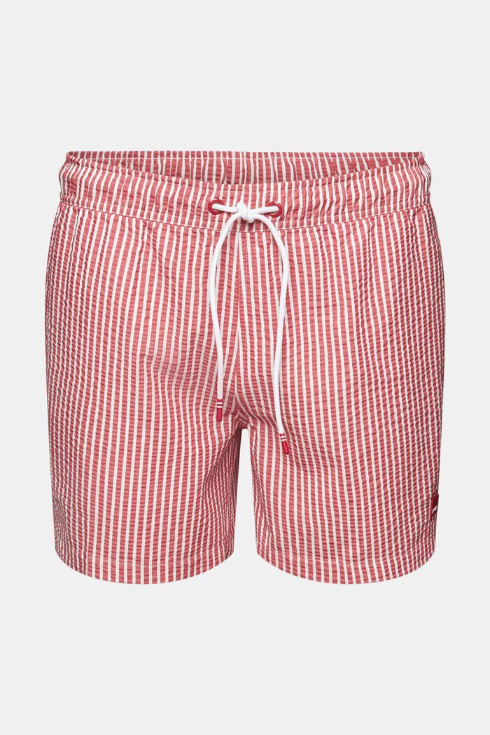 Plavecké šortky s pruhovanou texturou, DARK RED, detail image number 5