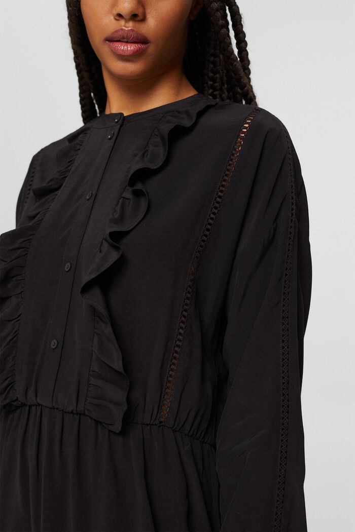Šaty s háčkovanou krajkou, LENZING™ ECOVERO™, BLACK, detail image number 3