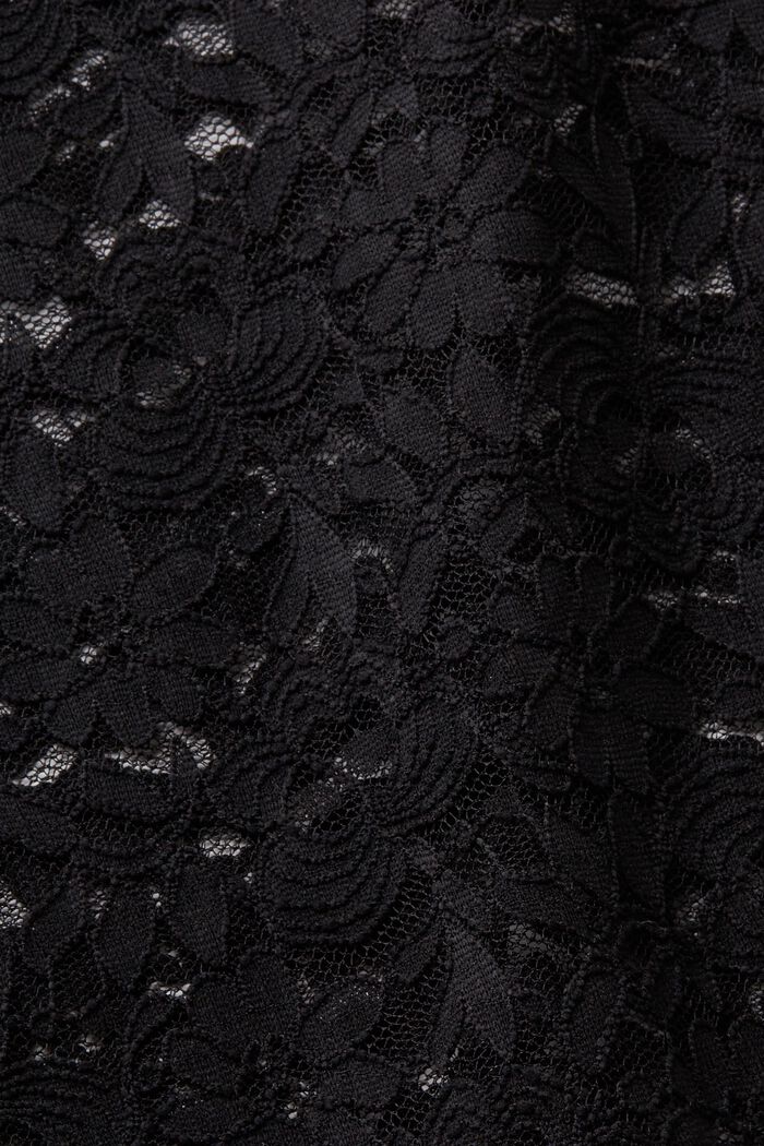 Zkrácený krajkový top s dlouhým rukávem, BLACK, detail image number 6