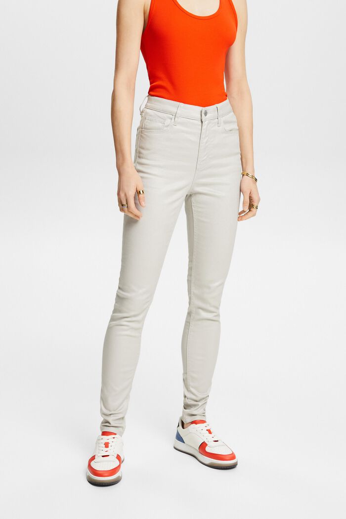 Skinny džíny s vysokým pasem, LIGHT GREY, detail image number 0