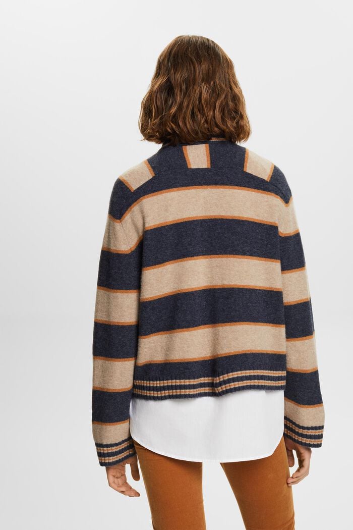 Pruhovaný pulovr ze směsi s vlnou, NAVY, detail image number 3