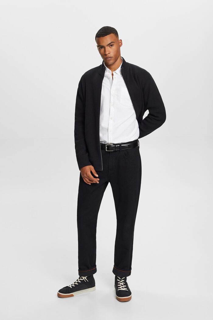 Kardigan na zip, 100 % bavlna, BLACK, detail image number 0