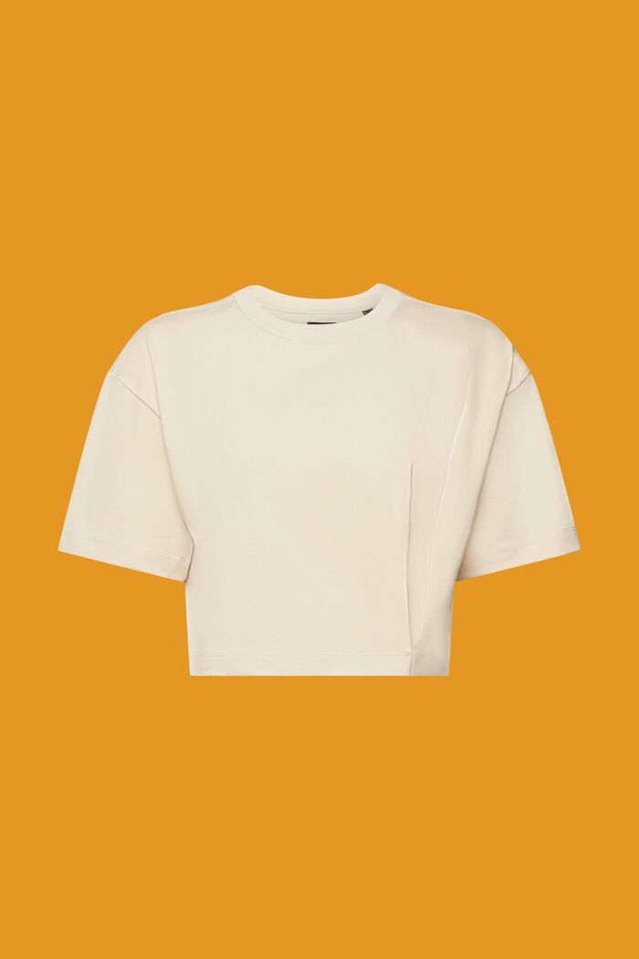 Zkrácené tričko s kulatým výstřihem, z žerzeje, BEIGE, detail image number 7