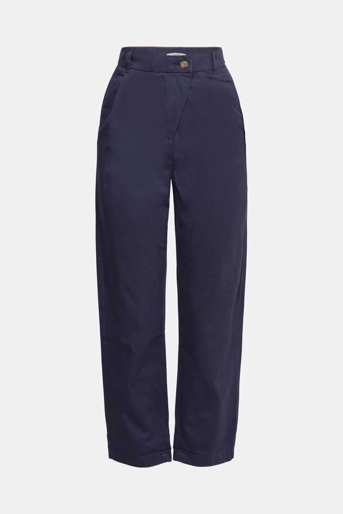 Kalhoty chino s vysokým pasem, 100% bavlna Pima, NAVY, detail image number 0