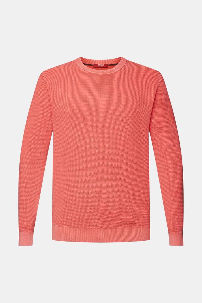 Basic pulovr s kulatým výstřihem, 100 % bavlna, CORAL RED, detail image number 5