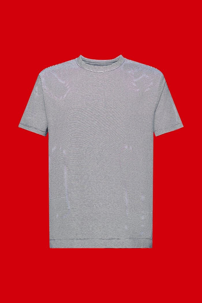 Pruhované žerzejové tričko, směs bavlny a lnu, NAVY, detail image number 6