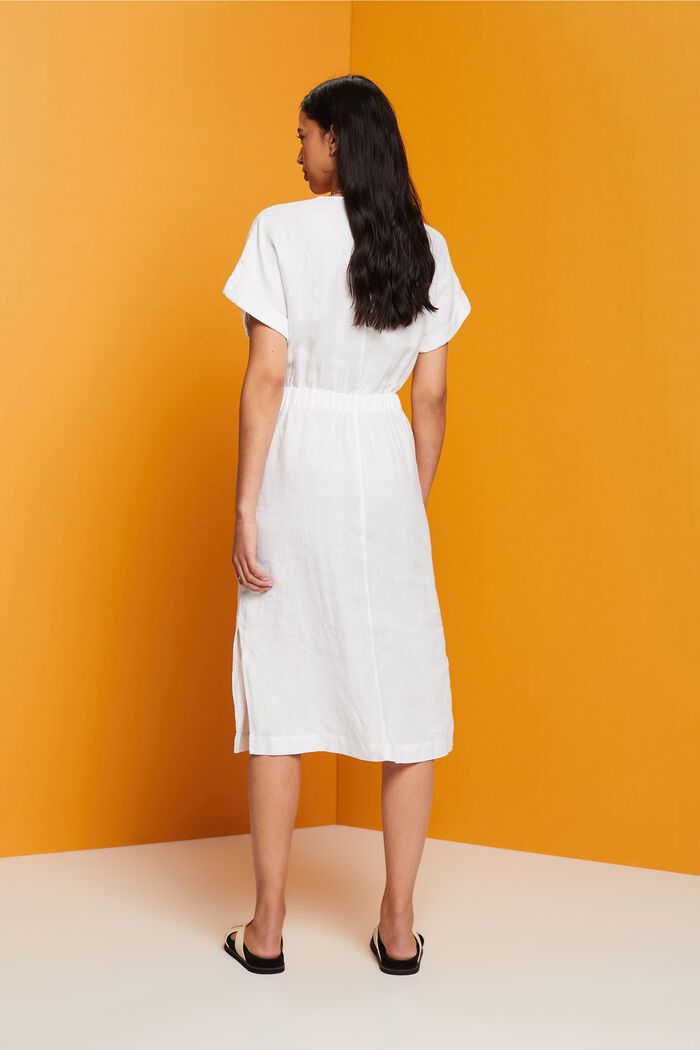 Zavinovací šaty, 100% len, WHITE, detail image number 3