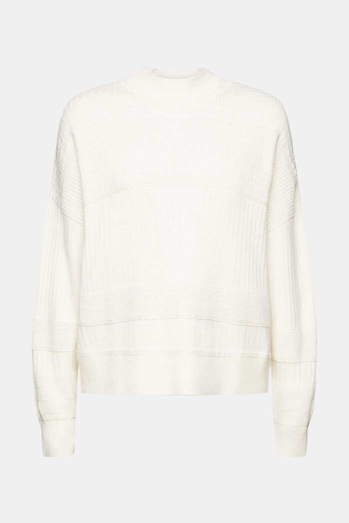 Pletený pulovr s různými vzory, OFF WHITE, detail image number 8
