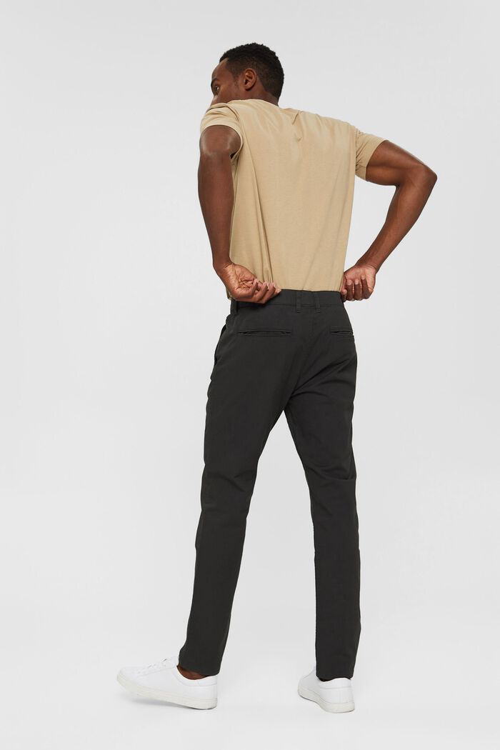 Strečové kalhoty chino, bio bavlna, DARK GREY, detail image number 3