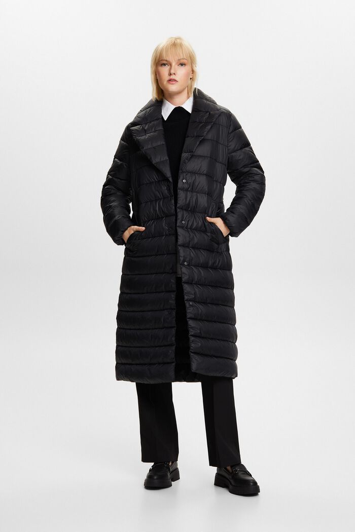 Recyklováno: prošívaný kabát s klopami, BLACK, detail image number 2