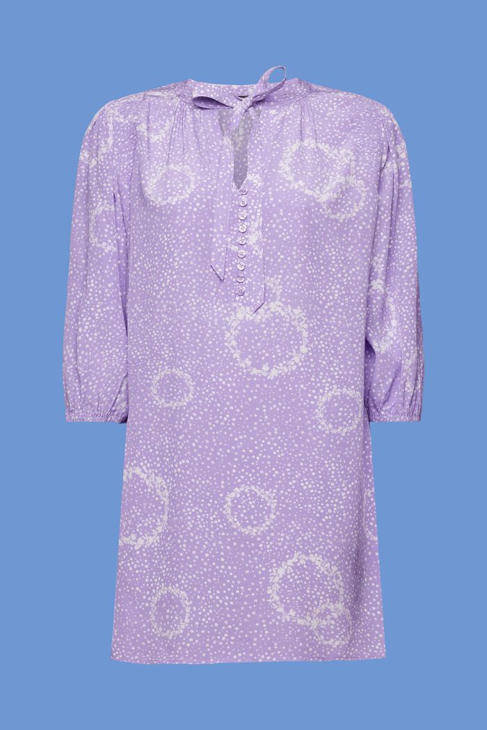 Potištěné pouzdrové šaty s detailem vázačky, PURPLE, detail image number 5