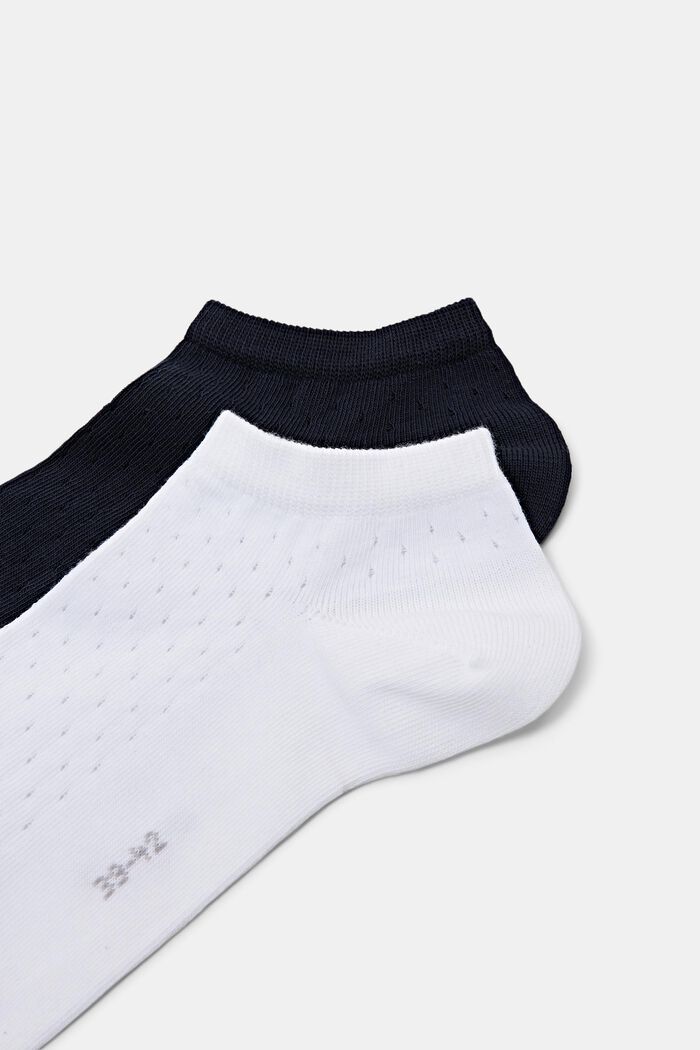 Nízké ponožky s vyšívanými dírkami, 2 páry, BLACK/WHITE, detail image number 2