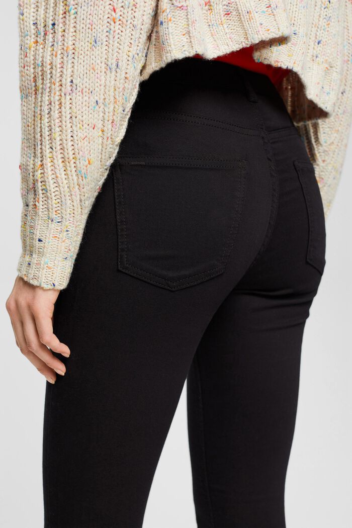 Strečové kalhoty Slim Fit, středně vysoký pas, BLACK, detail image number 4