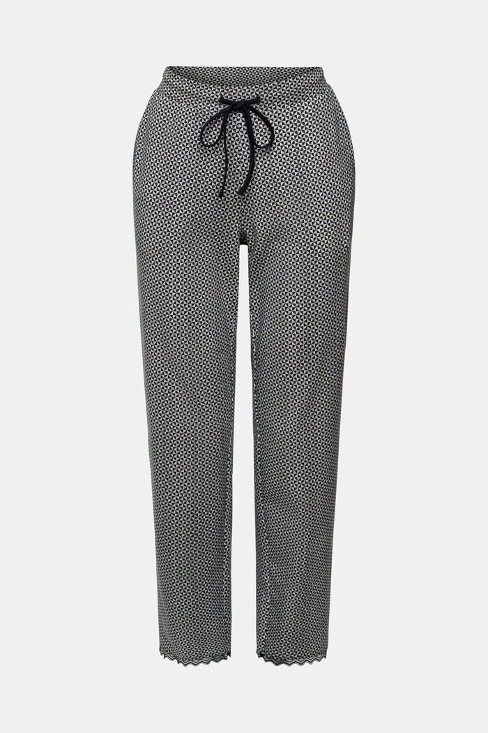 Žerzejové kalhoty s potiskem a krajkou, BLACK, detail image number 6