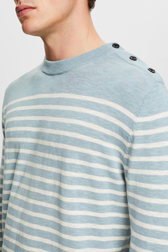 Pruhovaný pulovr ze směsi bavlny a lnu, LIGHT BLUE, detail image number 3