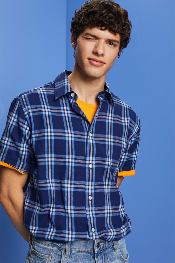 Károvaná košile s krátkým rukávem, DARK BLUE, detail image number 4