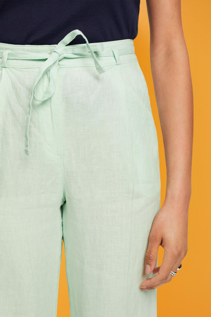 Lněné kalhoty se širokými nohavicemi, PASTEL GREEN, detail image number 2