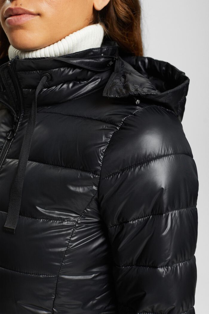 Prošívaná bunda s odnímatelnou kapucí, BLACK, detail image number 2