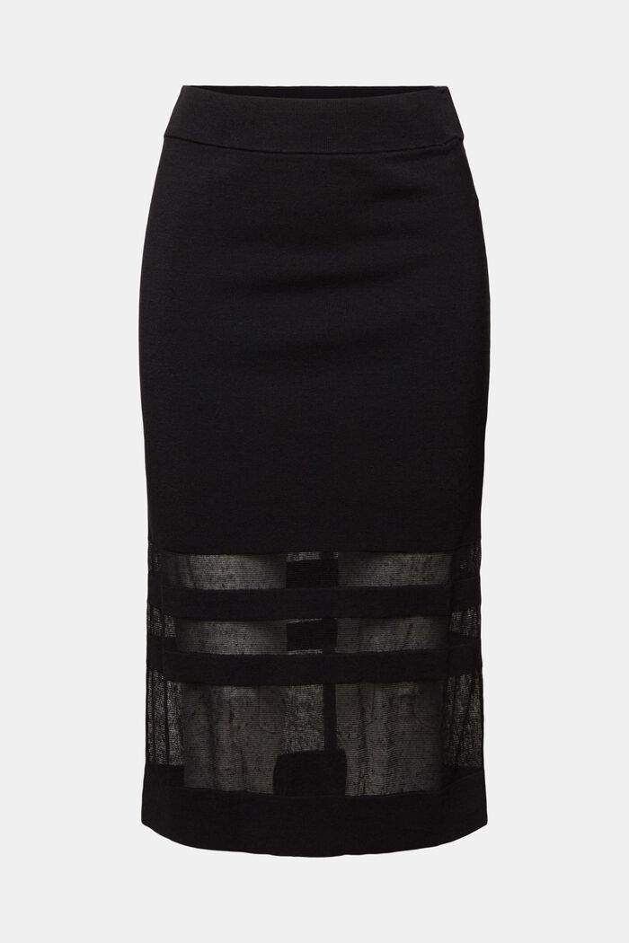 Midi sukně ze směsi se lnem, BLACK, detail image number 7