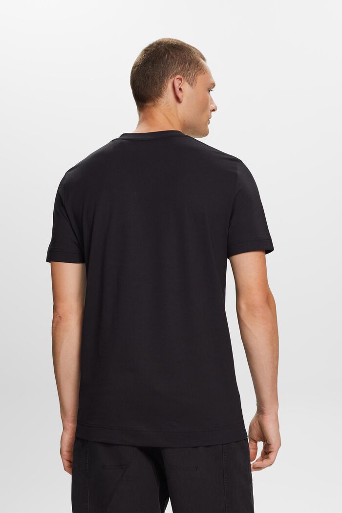 Žerzejové tričko se špičatým výstřihem, 100% bavlna, BLACK, detail image number 3