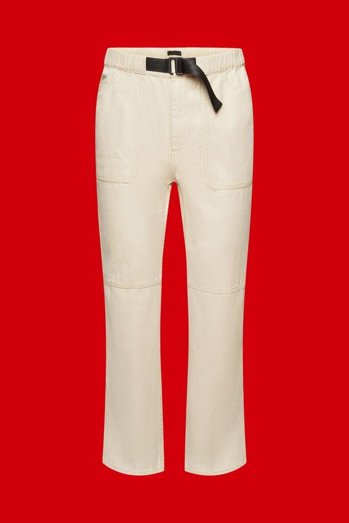 Kalhoty chino, pevná bavlna, rovný střih, SAND, detail image number 6