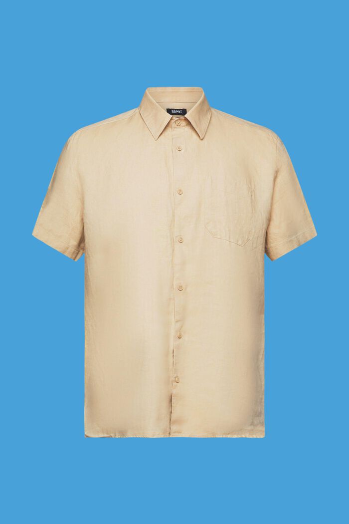 Lněná košile s krátkým rukávem, SAND, detail image number 5