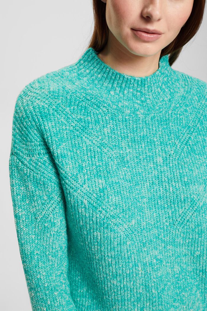 Pletené pulovr z příze Mouliné, LIGHT GREEN, detail image number 2