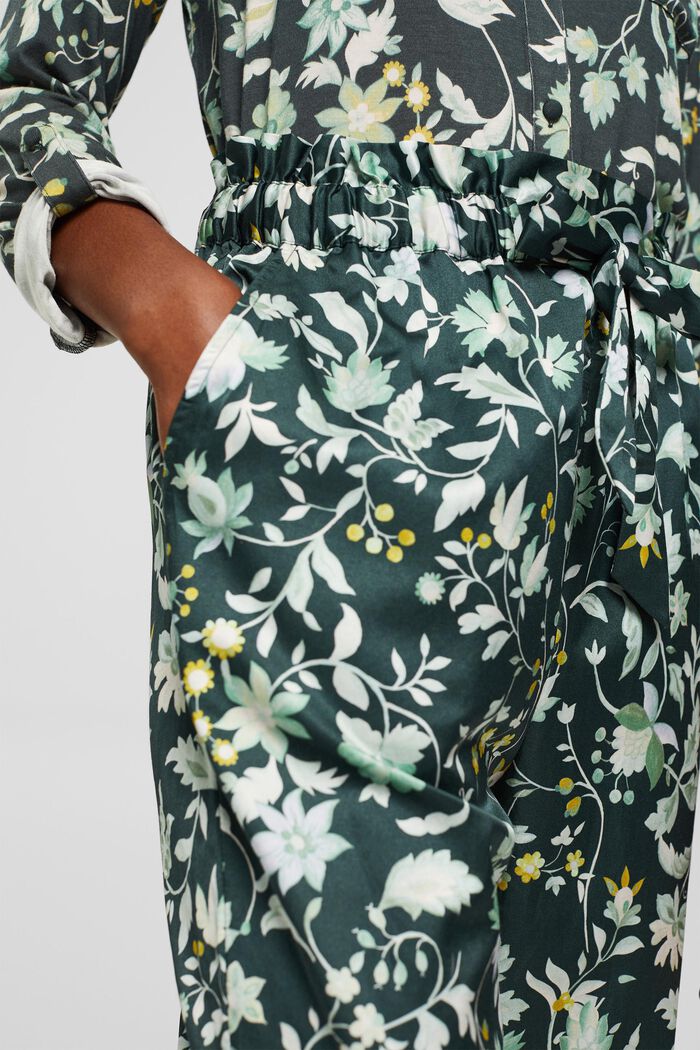 S hedvábím: pyžamové kalhoty s pasem ve stylu paperbag, DARK TEAL GREEN, detail image number 5