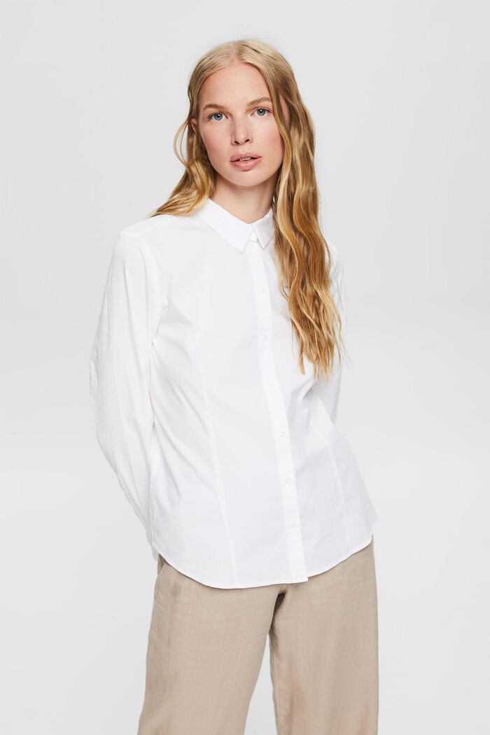 Vypasovaná košilová halenka, WHITE, detail image number 0