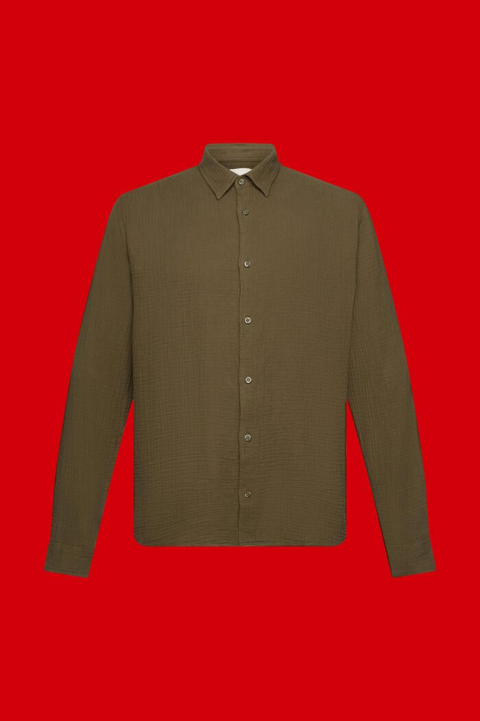 Mušelínová košile z udržitelné bavlny, KHAKI GREEN, detail image number 6
