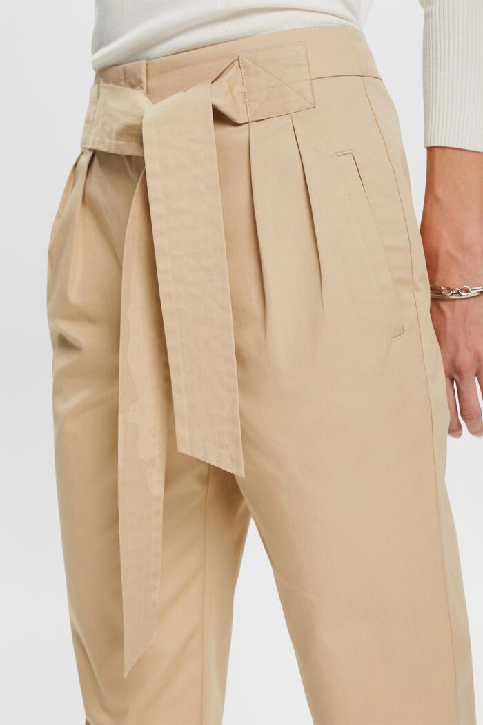 Kalhoty chino s přišitou vázačkou, 100% bavlna, SAND, detail image number 2