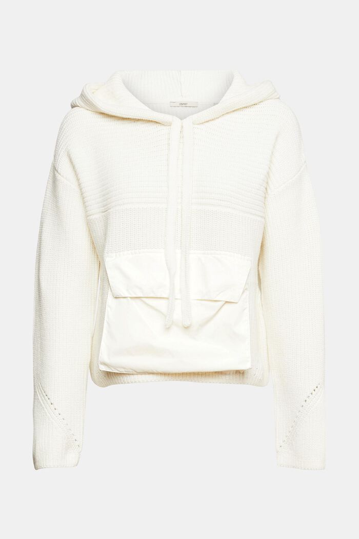 Pletený pulovr s kapucí, OFF WHITE, overview